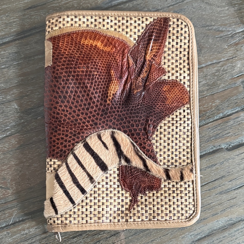 Carlos Falchi Brown and Tan Reptile Skin Wallet